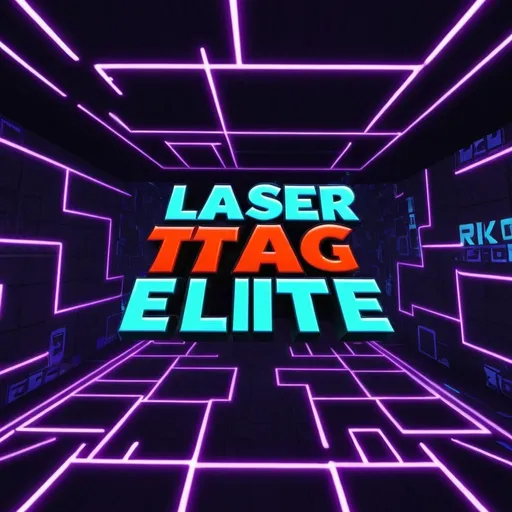 Prompt: i want A COOL ROBLOX NEON BACKGROUND WITH WORDS THAT SAY LASER TAG ELITE!



