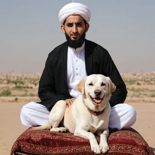 Prompt: A habib sitting on a dog