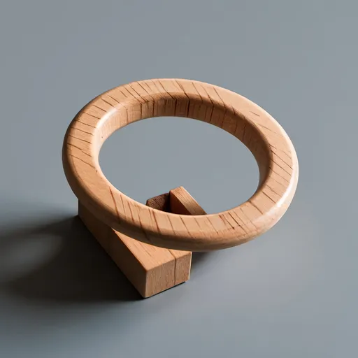 Prompt: A wooden ring that can be separated like a puzzle to become a mobile holder and then reassembled to become a ring