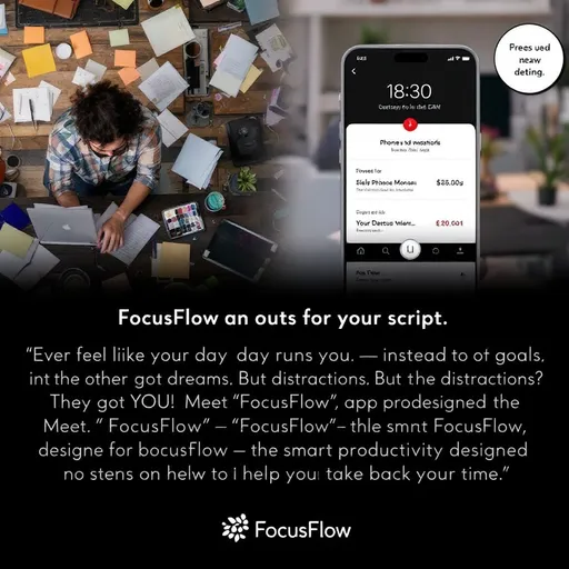 Prompt: Sure! Here's a 60-second ad script. To tailor it better, let me know your product or service. For now, here’s a general script promoting a fictional productivity app called **"FocusFlow."**

---

**\[Opening scene: A chaotic morning — alarm blaring, spilled coffee, endless to-do list.]**

**Narrator (calm but energetic voice):**
*“Ever feel like your day runs you — instead of the other way around?”*

**\[Cut to: Person juggling phone calls, emails, and sticky notes.]**

**Narrator:**
*“You’ve got goals. You’ve got dreams. But distractions? They’ve got YOU.”*

**\[Switch to: Clean, sleek interface of the FocusFlow app appearing on screen.]**

**Narrator:**
*“Meet **FocusFlow** — the smart productivity app designed to help you take back your time.”*

**\[Cut to: Person using FocusFlow — organizing tasks, setting a timer, focusing peacefully.]**

**Narrator:**
*“With AI-powered scheduling, focus timers, and real-time progress tracking, FocusFlow helps you do more — with less stress.”*

**\[User smiles as they complete their to-do list. Scene shifts to them relaxing with friends.]**

**Narrator:**
*“Because life isn’t about being busy. It’s about being present.”*

**\[Final screen: FocusFlow logo, app store icons, website URL.]**

**Narrator (confident close):**
*“Download FocusFlow today. Get focused. Stay flowing.”*

---

Let me know your actual product/service/brand, and I can customize the tone, setting, and message to fit it perfectly.
