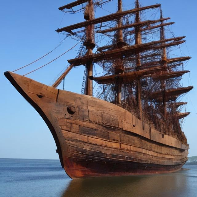 Prompt: a big wood ship