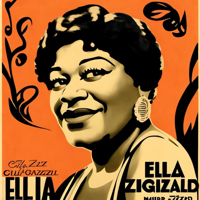 Prompt: Ella Fitzgerald jazz music poster 1930s 