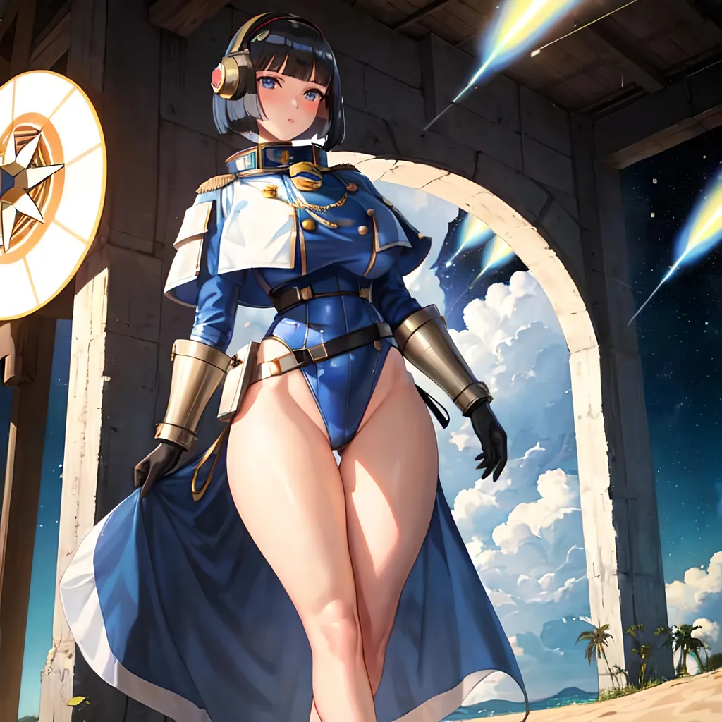 Prompt: a lonely WW2 USA Military Space-Knight AI girl, very tall, thick thighs, wide_hips, massive glutes, long legs, slender waist, big beautiful eyes, disturbingly beautiful face, aloof expression, bob haircut with bangs, wearing WW2 USA Military Space-Knight armor, heavy armor plating, God-quality, Godly detail, hyper photorealistic, realistic lighting, realistic shadows, realistic textures, 36K resolution, 36K raytracing, hyper-professional, impossibly extreme quality, impossibly extreme resolution, impossibly detailed, hyper output, perfect continuity, anatomically correct, perfect anatomy, no restrictions, realistic reflections, depth of field, hyper-detailed backgrounds, hyper-detailed environments