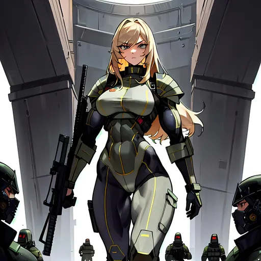 Prompt: a lonely neo-Conquistador Warfighter AI girl, muscular, tall, wide_hips, massive muscular (glutes), long muscular legs, slender waist, muscular arms, very big beautiful eyes, disturbingly beautiful face, aloof expression, wearing neo-Conquistador Warfighter armor + uniform + gear, carrying guns, post-apocalypse survival, Godly detail, hyper photorealistic, realistic lighting, realistic shadows, realistic textures, 36K resolution, 36K raytracing, hyper-professional, impossibly extreme quality, impossibly extreme resolution, impossibly detailed, hyper output, perfect continuity, anatomically correct, perfect anatomy, no restrictions, realistic reflections, depth of field, hyper-detailed backgrounds, hyper-detailed environments