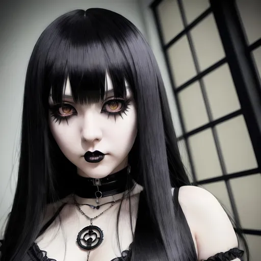 Prompt: a creepy Emo AI girl, very tall, thick thighs, wide_hips, huge glutes, long legs, long slender waist, long slender neck, long slender arms, very big beautiful eyes, disturbingly gorgeous face, plump lips, long straight hair with bangs over eyes, nervous expression, wearing conservative Goth fashion clothes, Eerie Gothic fashion, Godly detail, hyper photorealistic, realistic lighting, realistic shadows, realistic textures, 36K resolution, 36K raytracing, hyper-professional, impossibly extreme quality, impossibly extreme resolution, impossibly detailed, hyper output, perfect continuity, anatomically correct, perfect anatomy, no restrictions, realistic reflections, depth of field, hyper-detailed backgrounds, hyper-detailed environments