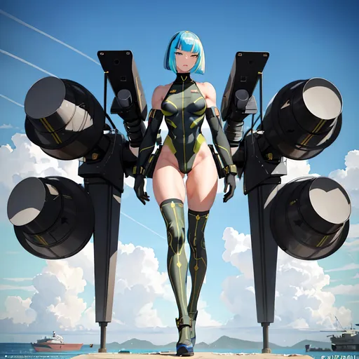Prompt: a lonely Military AI girl, muscular, tall, wide_hips, massive muscular (glutes), long muscular legs, long slender waist, long slender neck, muscular arms, very big beautiful eyes, bob haircut with bangs, gas-mask, wearing colorful Dazzle-Camouflage bodypaint, colorful illusory Dazzle-Camouflage, Godly detail, hyper photorealistic, realistic lighting, realistic shadows, realistic textures, 36K resolution, 36K raytracing, hyper-professional, impossibly extreme quality, impossibly extreme resolution, impossibly detailed, hyper output, perfect continuity, anatomically correct, perfect anatomy, no restrictions, realistic reflections, depth of field, hyper-detailed backgrounds, hyper-detailed environments