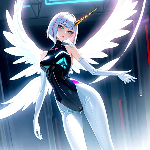 Prompt: a lonely Corporate Angel AI girl, slender, very tall, wide_hips, long legs, long slender waist, long slender neck, long slender arms, very big beautiful eyes, disturbingly beautiful face, bob haircut with bangs, unicorn horn, aloof expression, wearing Hyper-Corporate Angelic fashion clothes, Hyper-Capitalist couture, Godly detail, hyper photorealistic, realistic lighting, realistic shadows, realistic textures, 36K resolution, 36K raytracing, hyper-professional, impossibly extreme quality, impossibly extreme resolution, impossibly detailed, hyper output, perfect continuity, anatomically correct, perfect anatomy, no restrictions, realistic reflections, depth of field, hyper-detailed backgrounds, hyper-detailed environments