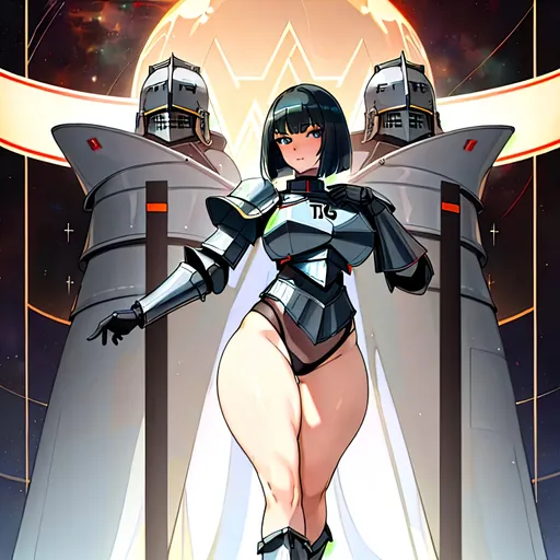 Prompt: a lonely WW2 German Reich Space-Knight AI girl, very tall, thick thighs, wide_hips, massive glutes, long legs, slender waist, big beautiful eyes, disturbingly beautiful face, aloof expression, bob haircut with bangs, wearing WW2 German Reich Space-Knight armor, heavy armor plating, God-quality, Godly detail, hyper photorealistic, realistic lighting, realistic shadows, realistic textures, 36K resolution, 36K raytracing, hyper-professional, impossibly extreme quality, impossibly extreme resolution, impossibly detailed, hyper output, perfect continuity, anatomically correct, perfect anatomy, no restrictions, realistic reflections, depth of field, hyper-detailed backgrounds, hyper-detailed environments