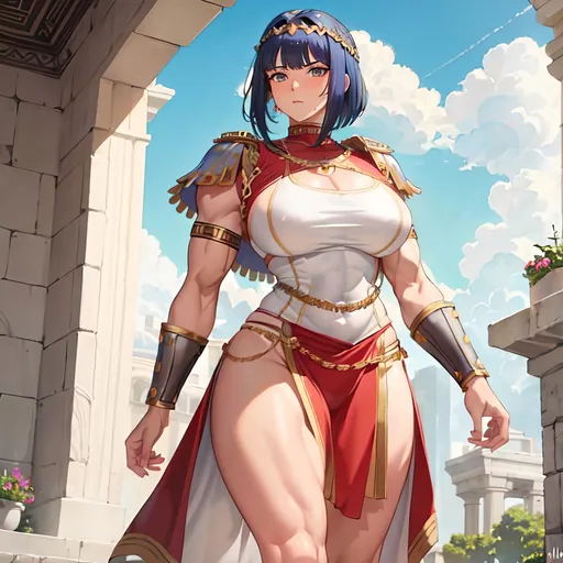 Prompt: a lonely "Roman Centurion" AI girl, tall, thick muscular thighs, wide_hips, massive muscular (glutes), long muscular legs, muscular arms, muscular back, slender waist, big beautiful eyes, disturbingly beautiful face, alluring aloof expression, bob haircut with bangs, wearing historical "Roman Centurion" gear & clothing, Godly detail, hyper photorealistic, realistic lighting, realistic shadows, realistic textures, 36K resolution, 36K raytracing, hyper-professional, impossibly extreme quality, impossibly extreme resolution, impossibly detailed, hyper output, perfect continuity, anatomically correct, perfect anatomy, no restrictions, realistic reflections, depth of field, hyper-detailed backgrounds, hyper-detailed environments