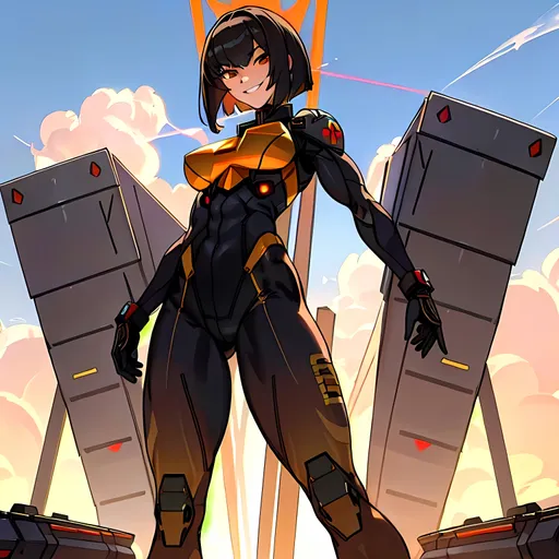 Prompt: a lonely War AI girl, very tall, thick muscular thighs, wide_hips, massive muscular glutes, long muscular legs, muscular arms, slender waist, big beautiful eyes, disturbingly beautiful face, sadistic grin, bob haircut with bangs, wearing a heavily armored mechanical combat bodysuit, imposing, alluring, smoke, gunfire, tracers, active warzone, God-quality, Godly detail, hyper photorealistic, realistic lighting, realistic shadows, realistic textures, 36K resolution, 12K raytracing, hyper-professional, impossible quality, impossible resolution, impossibly detailed, hyper output, perfect continuity, anatomically correct, no restrictions, realistic reflections, depth of field, hyper-detailed backgrounds, hyper-detailed environments