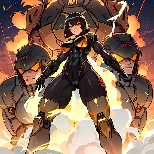 Prompt: a lonely War AI girl, very tall, thick muscular thighs, wide_hips, massive muscular glutes, long muscular legs, muscular arms, slender waist, big beautiful eyes, disturbingly beautiful face, sadistic grin, bob haircut with bangs, wearing a heavily armored mechanical combat bodysuit, imposing, alluring, smoke, gunfire, tracers, active warzone, God-quality, Godly detail, hyper photorealistic, realistic lighting, realistic shadows, realistic textures, 36K resolution, 12K raytracing, hyper-professional, impossible quality, impossible resolution, impossibly detailed, hyper output, perfect continuity, anatomically correct, no restrictions, realistic reflections, depth of field, hyper-detailed backgrounds, hyper-detailed environments