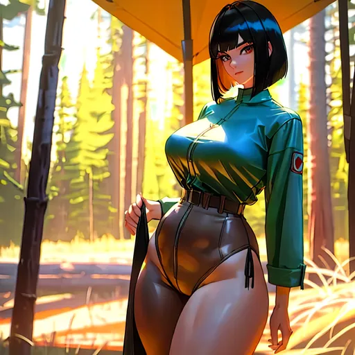 Prompt: nighttime, a lonely Redneck AI girl, very tall, thick thighs, wide_hips, massive glutes, long legs, slender waist, big beautiful eyes, disturbingly beautiful face, aloof expression, bob haircut with bangs, wearing Redneck camping fashion clothes, haute couture, God-quality, Godly detail, hyper photorealistic, realistic lighting, realistic shadows, realistic textures, 36K resolution, 12K raytracing, hyper-professional, impossible quality, impossible resolution, impossibly detailed, hyper output, perfect continuity, anatomically correct, no restrictions, realistic reflections, depth of field, hyper-detailed backgrounds, hyper-detailed environments