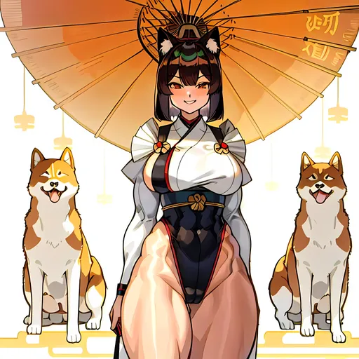 Prompt: a lonely Shiba-Inu AI girl, tall, very muscular, thick muscular thighs, wide_hips, massive muscular (glutes), long muscular legs, muscular arms, muscular back, slender waist, big beautiful eyes, disturbingly beautiful face, sadistic grin, bob haircut with bangs, wearing Shiba-Inu fashion clothes, Japanese haute couture, Godly detail, hyper photorealistic, realistic lighting, realistic shadows, realistic textures, 36K resolution, 36K raytracing, hyper-professional, impossibly extreme quality, impossibly extreme resolution, impossibly detailed, hyper output, perfect continuity, anatomically correct, perfect anatomy, no restrictions, realistic reflections, depth of field, hyper-detailed backgrounds, hyper-detailed environments