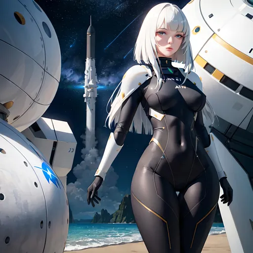Prompt: a lonely SpaceX Space-Knight AI girl, very tall, thick thighs, wide_hips, massive glutes, long legs, slender waist, big beautiful eyes, disturbingly beautiful face, aloof expression, bob haircut with bangs, wearing SpaceX Space-Knight armor, heavy armor plating, God-quality, Godly detail, hyper photorealistic, realistic lighting, realistic shadows, realistic textures, 36K resolution, 36K raytracing, hyper-professional, impossibly extreme quality, impossibly extreme resolution, impossibly detailed, hyper output, perfect continuity, anatomically correct, perfect anatomy, no restrictions, realistic reflections, depth of field, hyper-detailed backgrounds, hyper-detailed environments