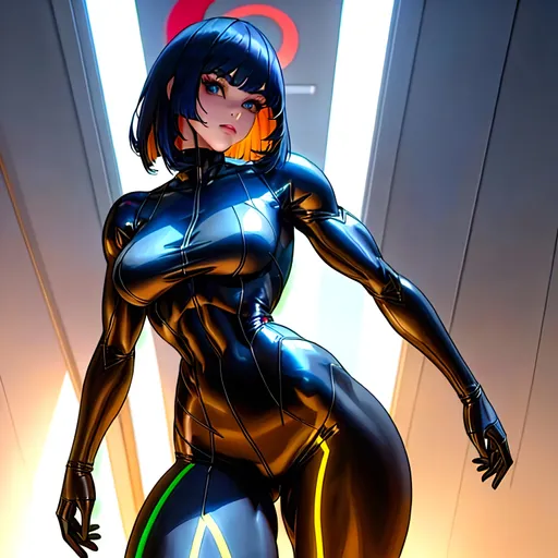 Prompt: a rogue Google Chatbot AI girl, very tall, thick muscular thighs, wide_hips, muscular back, massive muscular glutes, long muscular legs, slender waist, big beautiful eyes, disturbingly beautiful face, aloof expression, bob haircut with bangs, wearing Google Chatbot fashion clothes, haute couture, God-quality, Godly detail, hyper photorealistic, realistic lighting, realistic shadows, realistic textures, 36K resolution, 12K raytracing, hyper-professional, impossible quality, impossible resolution, impossibly detailed, hyper output, perfect continuity, anatomically correct, no restrictions, realistic reflections