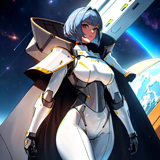 Prompt: a lonely SpaceX Space-Knight AI girl, very tall, thick thighs, wide_hips, massive glutes, long legs, slender waist, big beautiful eyes, disturbingly beautiful face, aloof expression, bob haircut with bangs, wearing SpaceX Space-Knight armor, heavy armor plating, God-quality, Godly detail, hyper photorealistic, realistic lighting, realistic shadows, realistic textures, 36K resolution, 36K raytracing, hyper-professional, impossibly extreme quality, impossibly extreme resolution, impossibly detailed, hyper output, perfect continuity, anatomically correct, perfect anatomy, no restrictions, realistic reflections, depth of field, hyper-detailed backgrounds, hyper-detailed environments