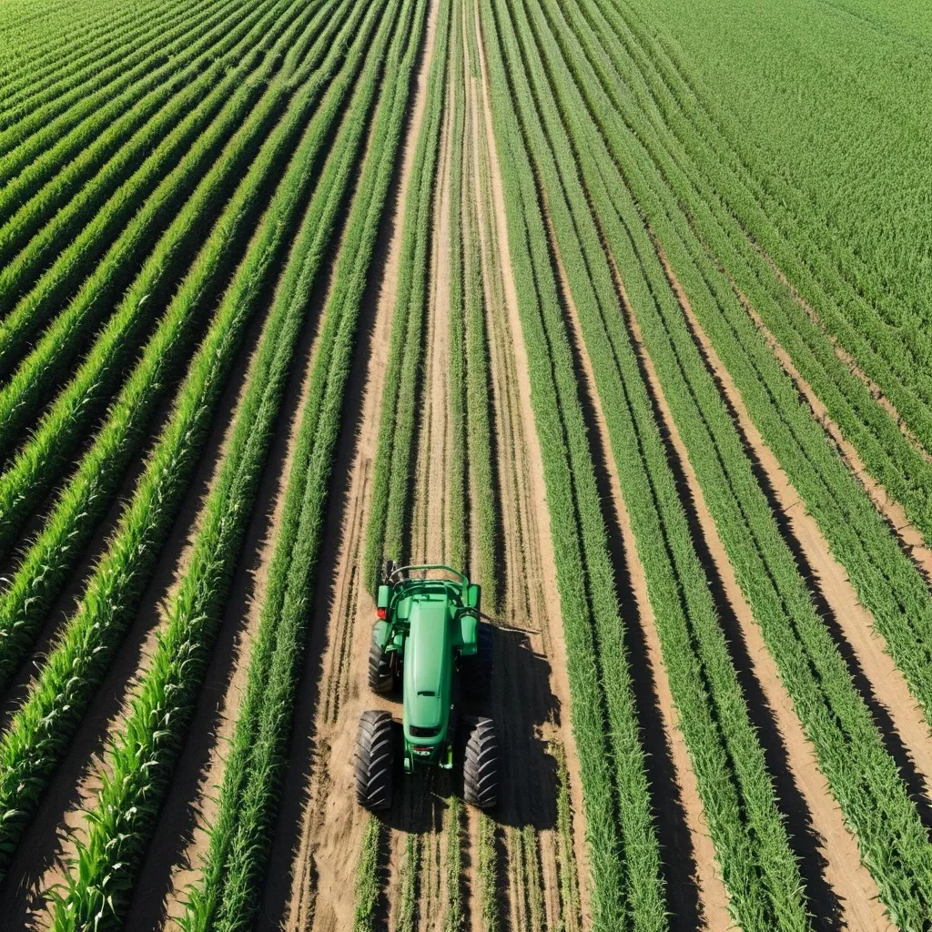 Prompt: "A realistic top-down view of a cornfield with visible tire tracks from a traditional crop sprayer. The corn plants are green but have flattened and damaged rows along the paths of the sprayer's tires, disrupting the uniformity of the field. The tire marks cut through the otherwise healthy plants, showing the impact of ground equipment on crop growth. The contrast between the lush, tall corn and the areas affected by the sprayer's tires creates a clear visual of the damage caused by traditional spraying methods.",
  "size": "1792x1024"