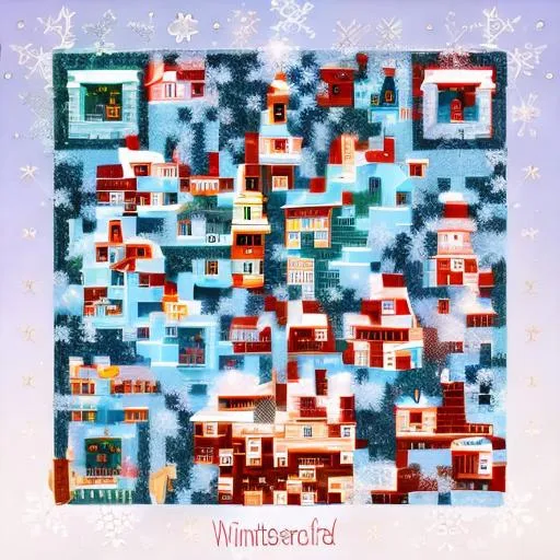 Prompt: A beautiful winter wonderland in the style of an advent calendar