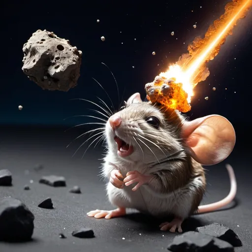 Prompt: a mouse crashed by a meteor
