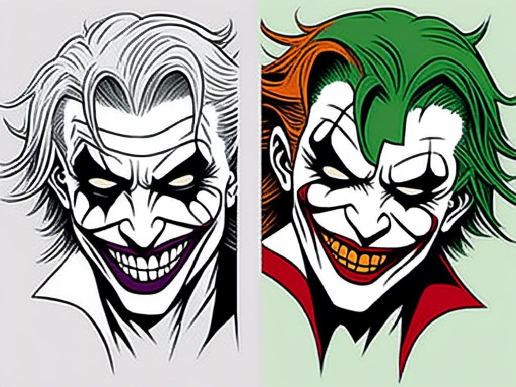Prompt: <mymodel> split face half screen Jesus other half joker, contrast of light and dark, good and evil, kind and cruel, ultra realistic, detailed facial features, intense expression, high contrast, realistic, dark and light tones, dramatic lighting, split personality