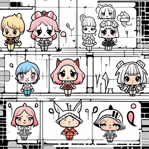 Prompt: Make a list of secondary characters for a kawaii chibi-style comic. The characters should be cute and adorable, and they should fit well with the overall tone and vibe of the comic. The characters should have unique and distinct personalities, and they should play an important role in the story. The characters should also have distinctive design elements, such as unique costumes, hair colors, and accessories. The list should include at least 3 characters.<mymodel>