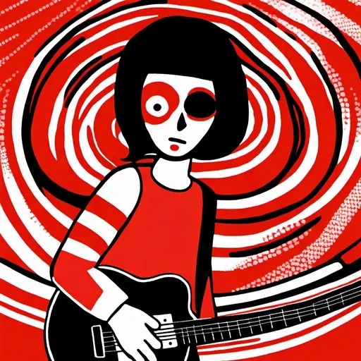 Prompt: <mymodel>High energy digital art of The White Stripes performing Seven Nation Army, vibrant colors, dynamic lighting, dramatic shadows, detailed guitar strings, intense drumming, artistic rendering, highres, ultra-detailed, music, rock, dynamic, vibrant colors, intense lighting, dramatic shadows, detailed instruments, drums and guitard