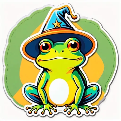 Prompt: Frog wearing a wizard hat, Picasso style,