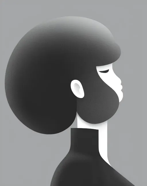 Prompt: Minimalist black and white vector drawing, clean and simple lines, front and profile view, minimalistic, thin lines, high contrast, perspective, clean design, monochromatic, simplicity, professional quality