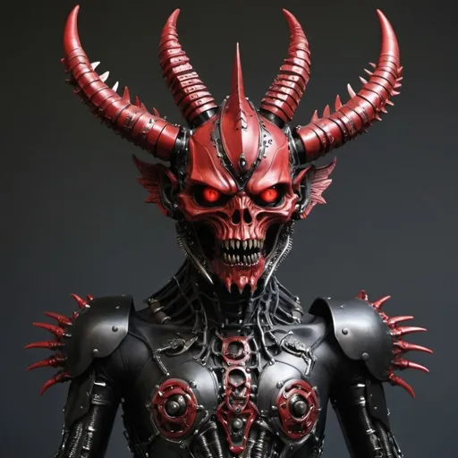 Prompt: "Un corps en metal, avec une tete en forme de xeno, des yeux rouges et des dents en metal. Il a des mains en forme de griffes en metal. Il a une jupe en cuir noir, avec des motifs de machine biomecanique. Il a un corps en metal, avec une tete en forme de tete de xeno, des yeux rouges et des dents en metal. Il a des mains en forme de griffes en metal. Il a une jupe en cuir noir, avec des motifs de machine biomecanique. Il a un corps en metal, avec une tete en forme de tete de xeno, des yeux rouges et des dents en metal. Il a des mains en forme de griffes en metal. Il a une jupe en cuir noir, avec des motifs de machine biomecanique."