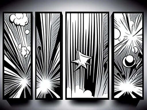 Prompt: <mymodel>Abstract arrangement of three panels of comic, surreal atmosphere, symbolic representation, high contrast, deep shadows, monochromatic, digital rendering, high quality, minimalist, conceptual art, graffiti style, abstract, surreal, symbolic, atmospheric lighting, comic édition.