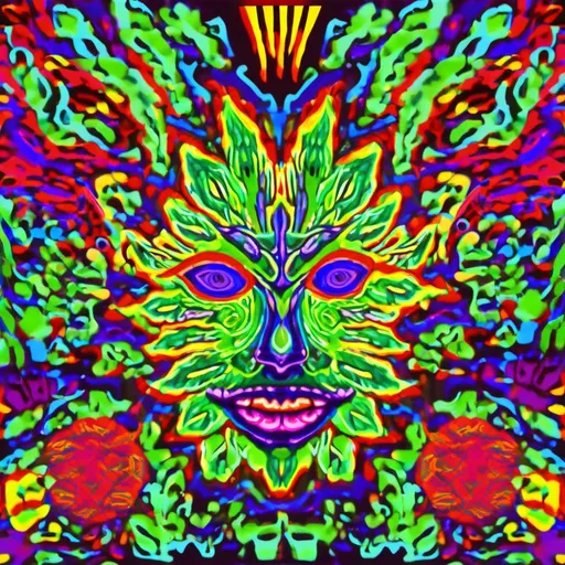 Prompt: <mymodel><mymodel>Psychedelic digital rendering of a vibrant green cannabis leaf, shadow of the leaf plant at the bottom, rasta-themed background in green, yellow, and red, detailed and intricate leaf veins, vibrant and lively colors, high contrast, trippy artistic style, surreal lighting effects, best quality, highres, ultra-detailed, psychedelic, vibrant colors, intricate details, surreal lighting, rasta-themed background, cannabis leaf