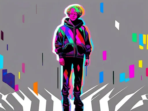 Prompt: <mymodel> full body shot, Cosmic celebration in psychedelic glitch art, glitch God, psychedelic and glitchy, cosmic drama, Insane 40 yr  glitch maker with goatee, insane laugh, glitched out eyes, black glitchy hoodie, dystopian background, cosmic giggle, divine laughter, intense facial emotions, divine madness,  glitch meme magic, strange, bizarre, weird, fine details, highest quality