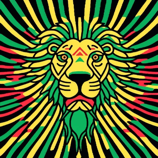 Prompt: <mymodel>Illustration of lion rasta in ads-corporate style, yellow and green and red color tones, symbolism, cloudcore, endercore, wavy lines and organic shapes, black background, high quality, ads-corporate, green yellow red, symbolism, cloudcore, endercore, wavy lines, organic shapes, professional, atmospheric lighting