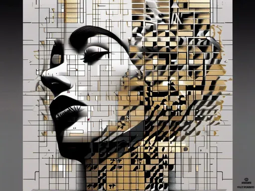 Prompt: Op art, collage, goldblocks, brutalism, arabic calligraphy graffiti black and white portrait by christian hilfgott brand, behance contest winner, pop surrealism, behance hd, dc comics, reimagined by industrial light and magic gold and epic<mymodel>