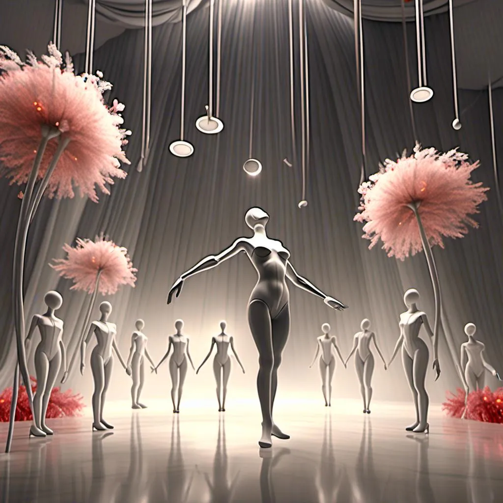 Prompt: <mymodel>Surreal 3D rendering of a dreamy musical performance, ethereal and glowing stage, magical glowing flowers floating in the air, mystical and enchanting atmosphere, high quality, surrealism, dreamy, glowing stage, magical flowers, 3D rendering, ethereal, mystical atmosphere, enchanting, musical performance