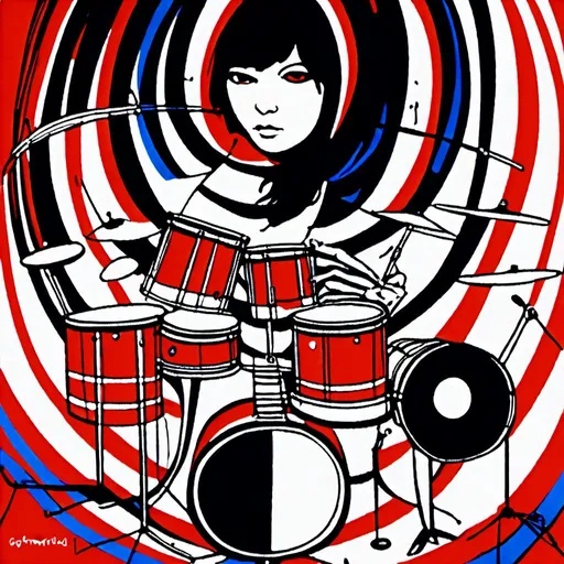 Prompt: <mymodel><mymodel>High energy digital art of The White Stripes performing Seven Nation Army, drums and Guitard, drums  vibrant colors, dynamic lighting, dramatic shadows, detailed guitar strings, intense drumming, artistic rendering, highres, ultra-detailed, music, rock, dynamic, vibrant colors, intense lighting, dramatic shadows, detailed instruments, drums and Guitard, drums  