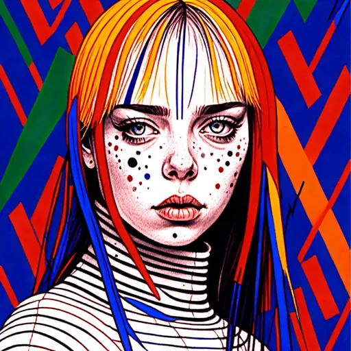 Prompt: Colorful digital illustration <mymodel>Billie Eilish - bad guy 