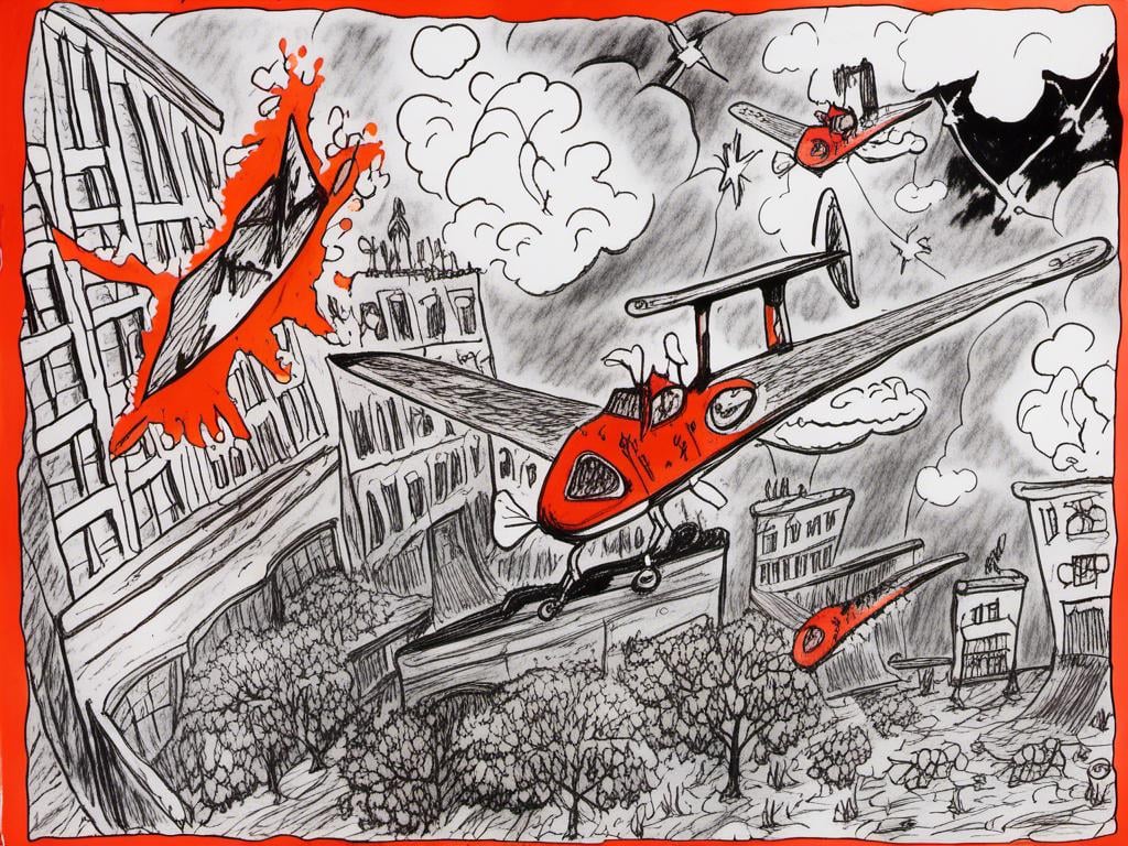 Prompt: <mymodel>abstract<mymodel>steampunk comic featuring red baron shoot a plane detailed inked panels, special edition storytelling, high-quality, professional, sci-fi, futuristic, intense action, vivid colors, dynamic composition, atmospheric lighting, detailed, panels, professional inking