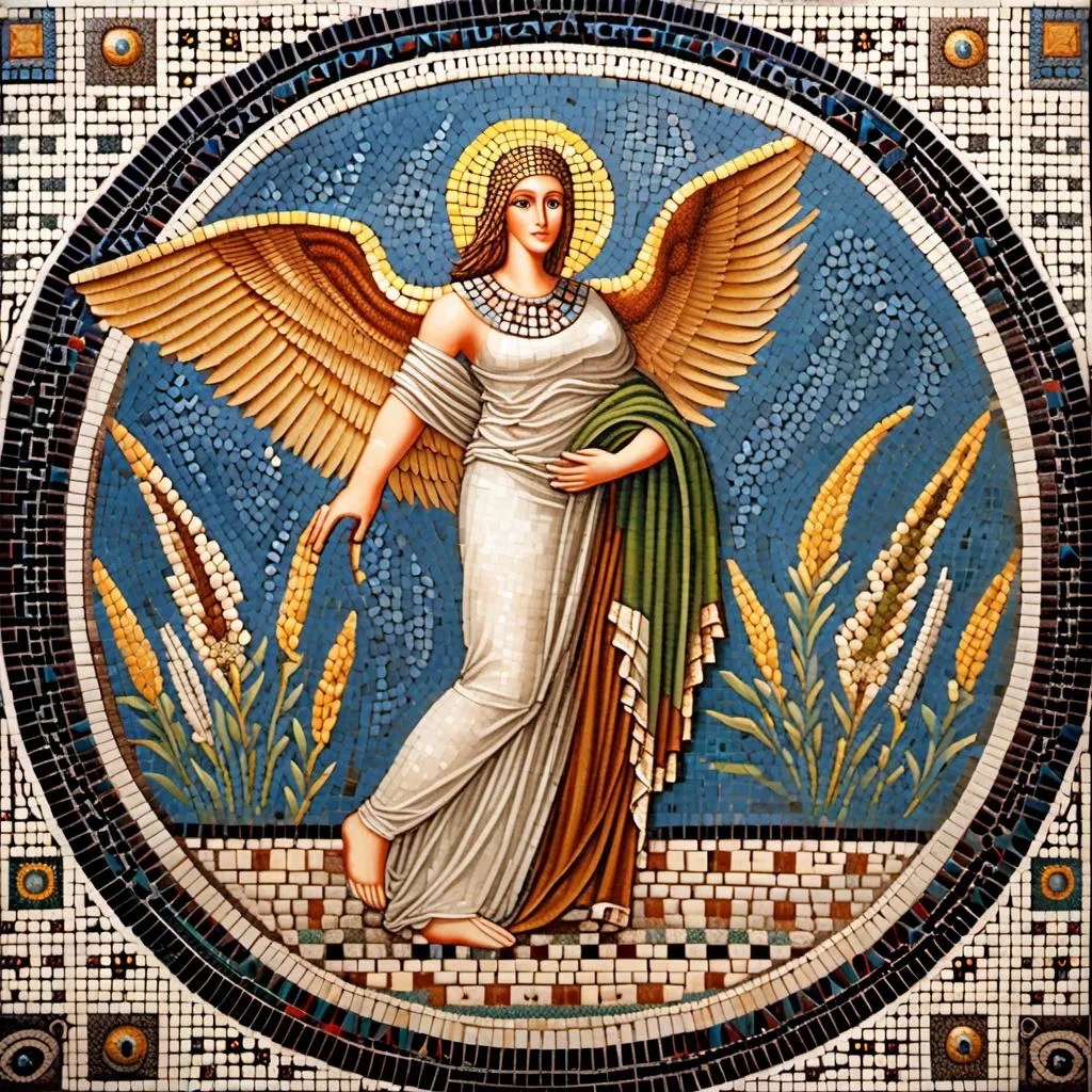 Prompt: mosaique; La mythologie babylonienne est une mythologie qui a ete inventee et developed en Babylone, un empire antique qui existait en Irak. mosaique; Elle contient des mythes, des histoires et des personnages importants qui ont joue un role important dans la culture babylonienne. mosaique; Les personnages les plus importants dans la mythologie babylonienne sont les dieux et les personnages heroiques. 
 mosaique; Les dieux et les personnages heroiques de la mythologie babylonienne sont souvent representes dans les sculptures et les dessins des periods antique et moyen. mosaique<mymodel>mosaique mosaique<mymodel>