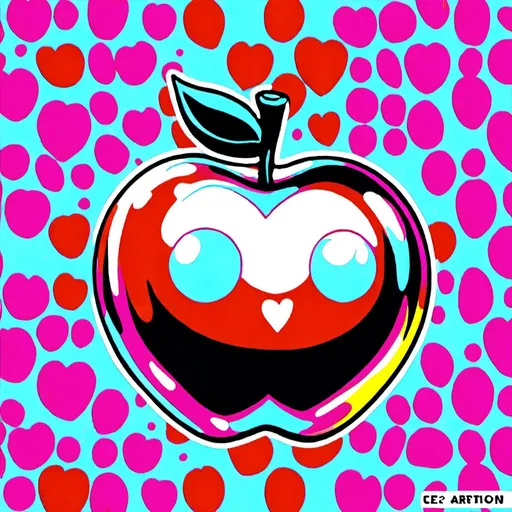 Prompt:  <mymodel>Vibrant pop art illustration of a transparent glass apple sculpture, shiny and reflective surface, bold colors, high contrast, detailed glasswork, glossy finish, artistic interpretation, modern pop art, transparent glass, vibrant colors, high quality, detailed reflections, glossy finish, striking pop art style, bold and vibrant, contemporary art, shiny surface; ce qui donne cette image 