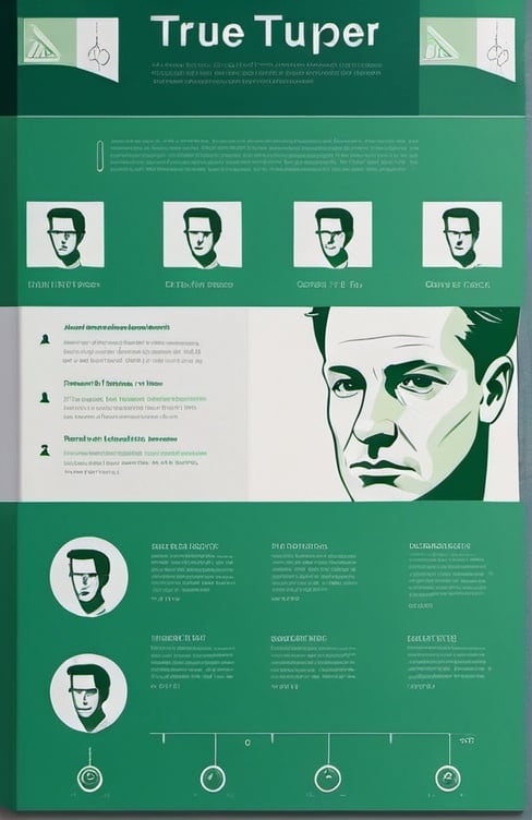 Prompt: Minimalist digital illustration of Allen Tupper True, dynamic composition, green and white, les automatistes, diagram, man's face, professional, clean lines, modern, simple design, high quality, info sheet, white space, focused details, clear and precise, minimalist style, informative, professional lighting