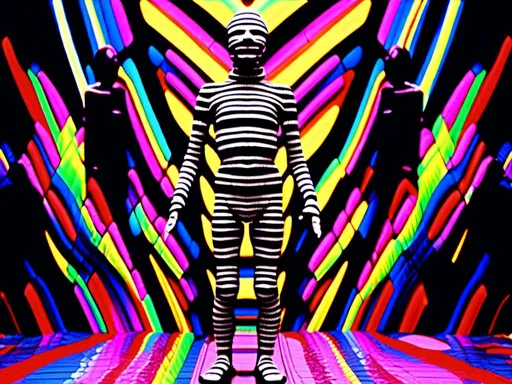 Prompt: <mymodel> full body shot, Cosmic celebration in psychedelic glitch art, glitch God, psychedelic and glitchy, cosmic drama, Insane 40 yr  glitch maker with goatee, insane laugh, glitched out eyes, black glitchy hoodie, dystopian background, cosmic giggle, divine laughter, intense facial emotions, divine madness,  glitch meme magic, strange, bizarre, weird, fine details, highest quality