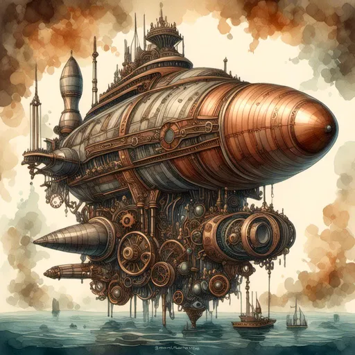 Prompt: <mymodel>Steampunk illustration of 'Odysseus' Earth space shuttle, brass and copper tones, mechanical gears and cogs, Victorian-era design, steam-powered propulsion, detailed rivets and aged metal, intricate spacecraft interior, futuristic yet antique, atmospheric lighting, high quality, detailed machinery, steampunk, antique tones, intricate design, spacecraft interior, aged metal, atmospheric lighting