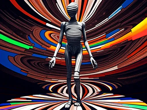 Prompt: <mymodel> full body shot, Cosmic celebration in psychedelic glitch art, glitch God, psychedelic and glitchy, cosmic drama, Insane 40 yr  glitch maker with goatee, insane laugh, glitched out eyes, black glitchy hoodie, dystopian background, cosmic giggle, divine laughter, intense facial emotions, divine madness,  glitch meme magic, strange, bizarre, weird, fine details, highest quality