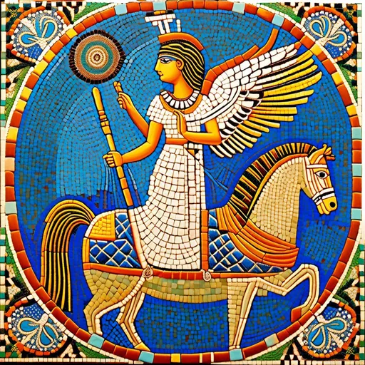 Prompt: mosaique; La mythologie babylonienne est une mythologie qui a ete inventee et developed en Babylone, un empire antique qui existait en Irak. mosaique; Elle contient des mythes, des histoires et des personnages importants qui ont joue un role important dans la culture babylonienne. mosaique; Les personnages les plus importants dans la mythologie babylonienne sont les dieux et les personnages heroiques. 
 mosaique; Les dieux et les personnages heroiques de la mythologie babylonienne sont souvent representes dans les sculptures et les dessins des periods antique et moyen. mosaique<mymodel>mosaique mosaique<mymodel>