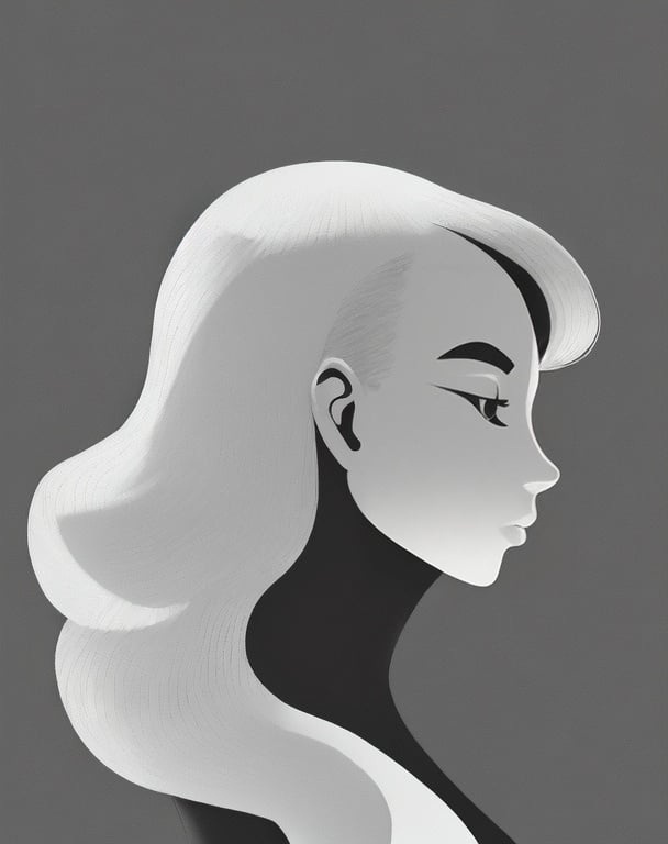Prompt: Minimalist black and white vector drawing, clean and simple lines, front and profile view, minimalistic, thin lines, high contrast, perspective, clean design, monochromatic, simplicity, professional quality