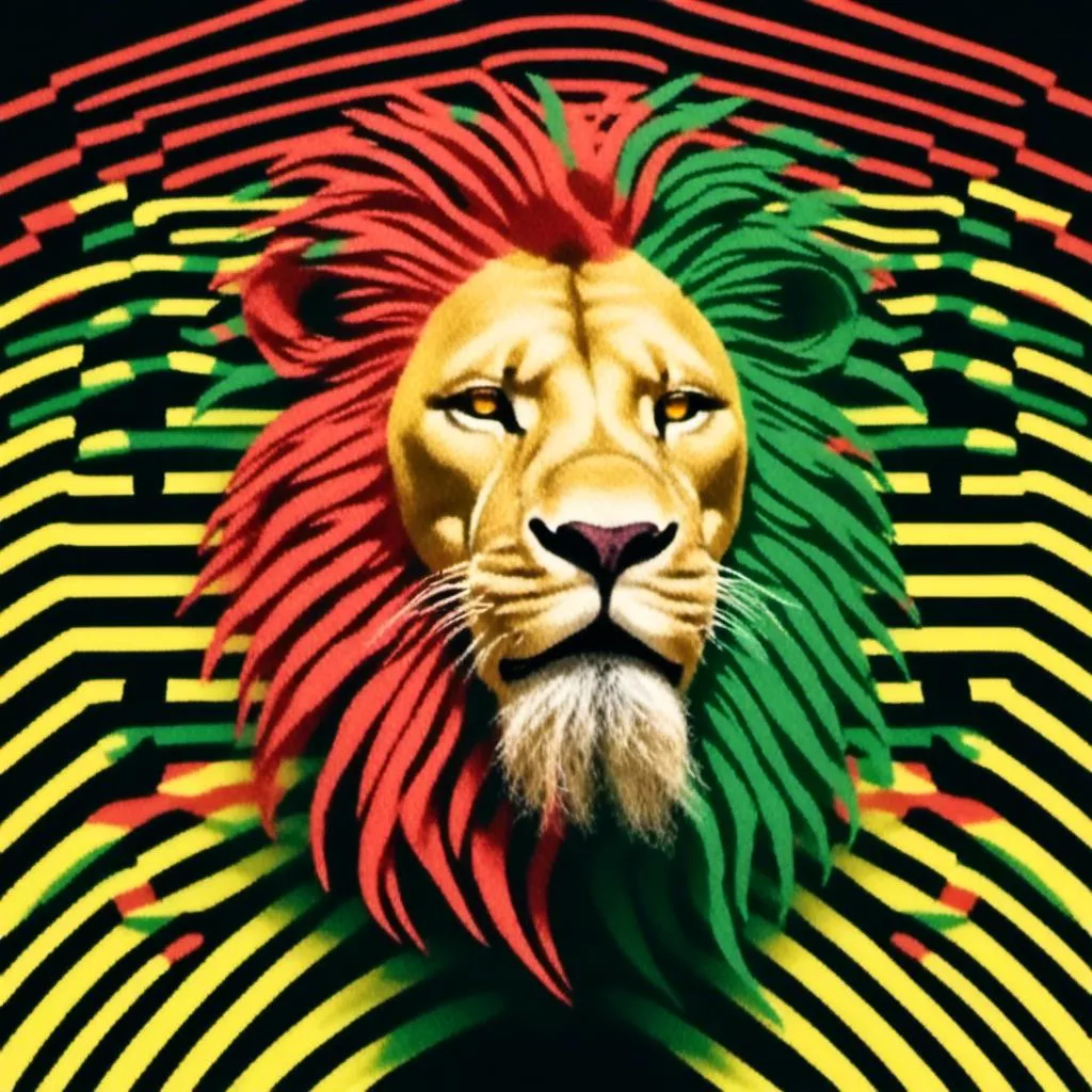 Prompt: <mymodel>Illustration of lion rasta in ads-corporate style, yellow and green and red color tones, symbolism, cloudcore, endercore, wavy lines and organic shapes, black background, high quality, ads-corporate, green yellow red, symbolism, cloudcore, endercore, wavy lines, organic shapes, professional, atmospheric lighting