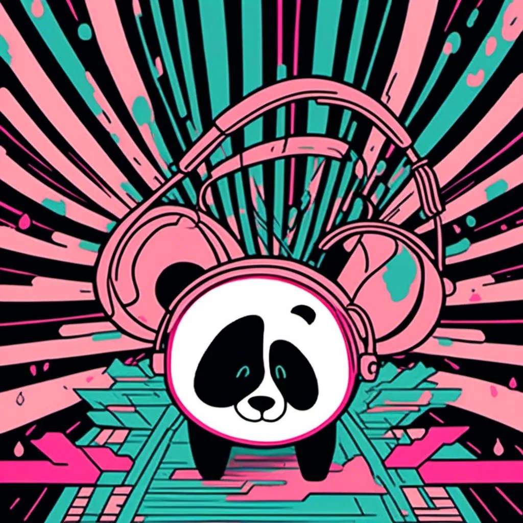 Prompt: <mymodel>Illustration of music in ads-corporate style, panda and fire color tones, symbolism, cloudcore, endercore, wavy lines and organic shapes, black background, high quality, ads-corporate, cyan and pink, symbolism, cloudcore, endercore, wavy lines, organic shapes, professional, atmospheric lighting