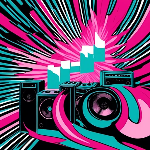 Prompt: <mymodel>Illustration of music in ads-corporate style, cyan and pink color tones, symbolism, cloudcore, endercore, wavy lines and organic shapes, black background, high quality, ads-corporate, cyan and pink, symbolism, cloudcore, endercore, wavy lines, organic shapes, professional, atmospheric lighting