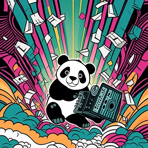 Prompt: <mymodel>Illustration of music in ads-corporate style, panda and loepard color tones, symbolism, cloudcore, endercore, wavy lines and organic shapes, black background, high quality, ads-corporate, panda symbolism, cloudcore, endercore, wavy lines, organic shapes, professional, atmospheric lighting